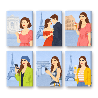 6 Mini Paintings - Paris Moments Set- Paint by Numbers