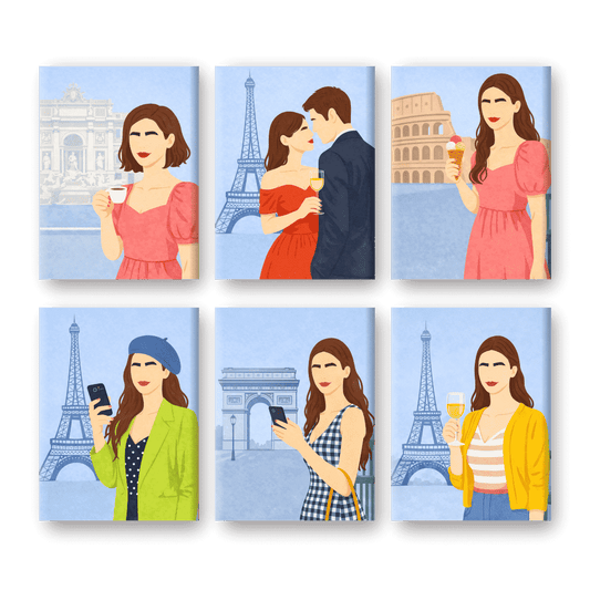 6 Mini Quadri - Paris Moments Set-Dipingi con i Numeri