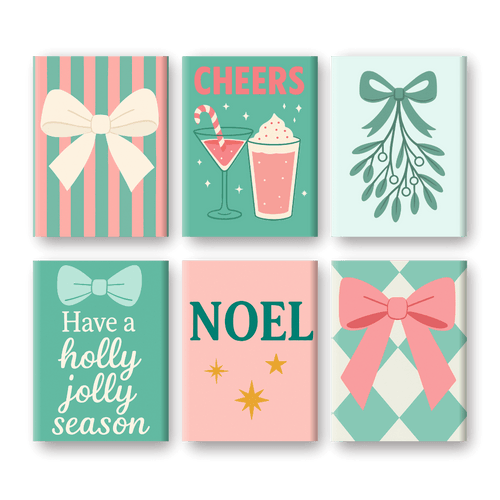 6 Mini Paintings | Pastel Christmas Set
