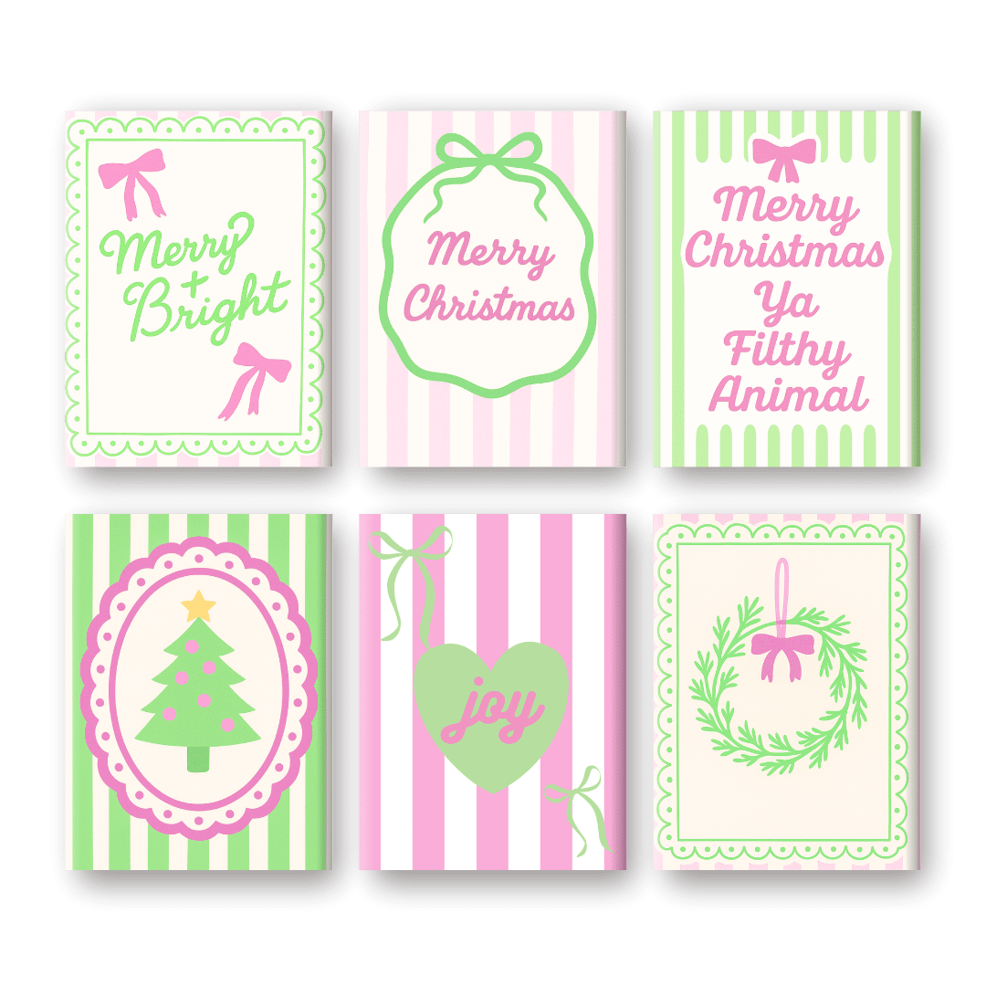 6 Mini Paintings | Pastel Christmas Stripes Set- Paint by Numbers