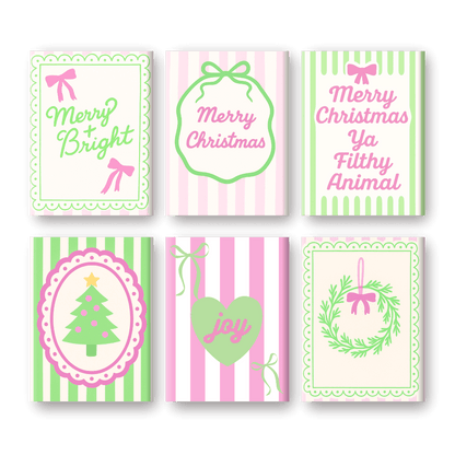 6 Mini Paintings | Pastel Christmas Stripes Set- Paint by Numbers