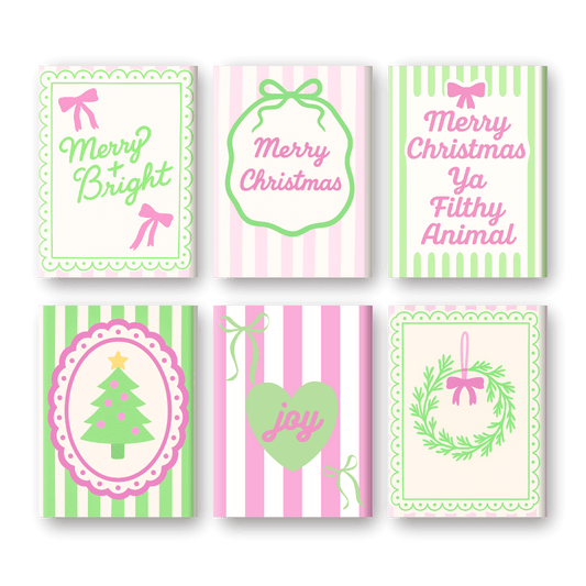 6 Mini Paintings | Pastel Christmas Stripes Set- Paint by Numbers