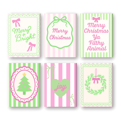 6 Mini Paintings | Pastel Christmas Stripes Set