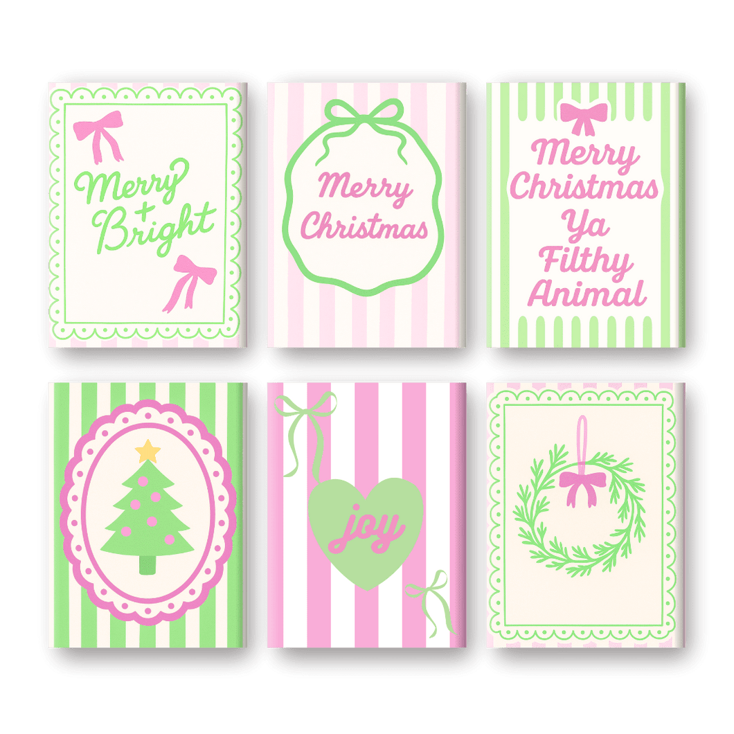 6 Mini Paintings | Pastel Christmas Stripes Set