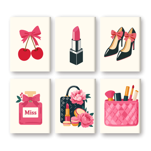 6 Mini Paintings - Pink Accessories Set