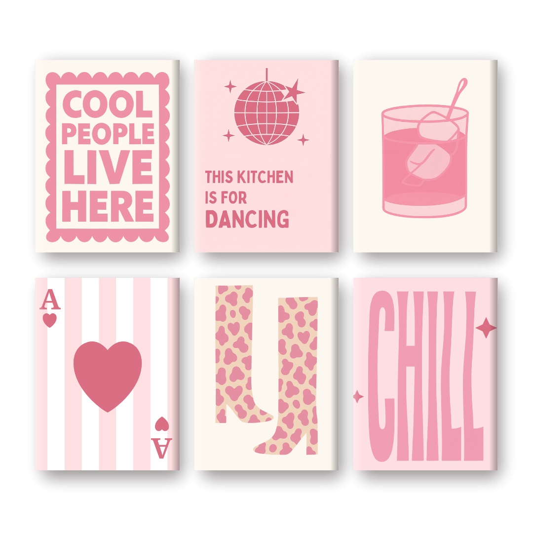 6 Mini Paintings - Pink and Chill Set- Paint by Numbers