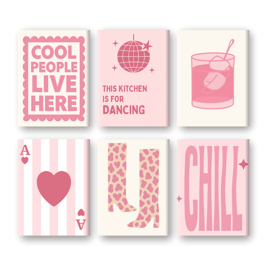 6 Mini Paintings - Pink and Chill Set- Paint by Numbers