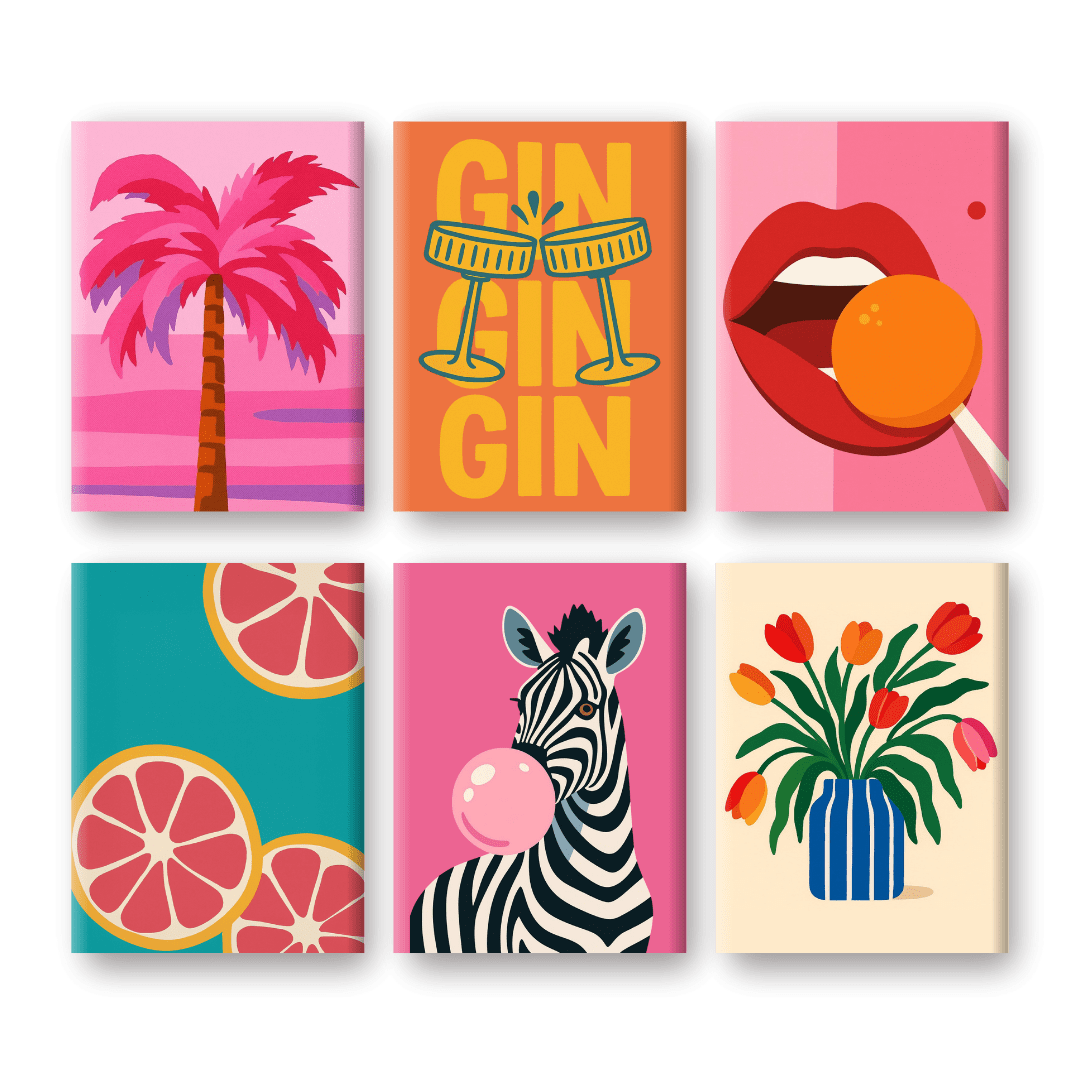 6 Mini Paintings - Pop Art VIbes Set- Paint by Numbers