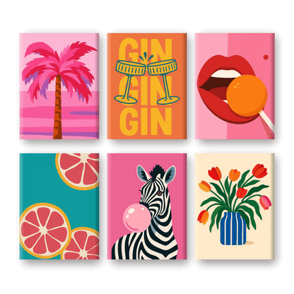 6 Mini Paintings - Pop Art VIbes Set- Paint by Numbers