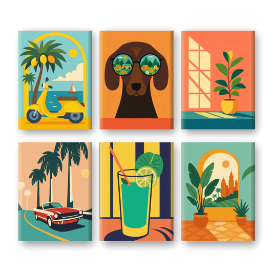 6 Mini Paintings | Retro Holiday Set- Paint by Numbers