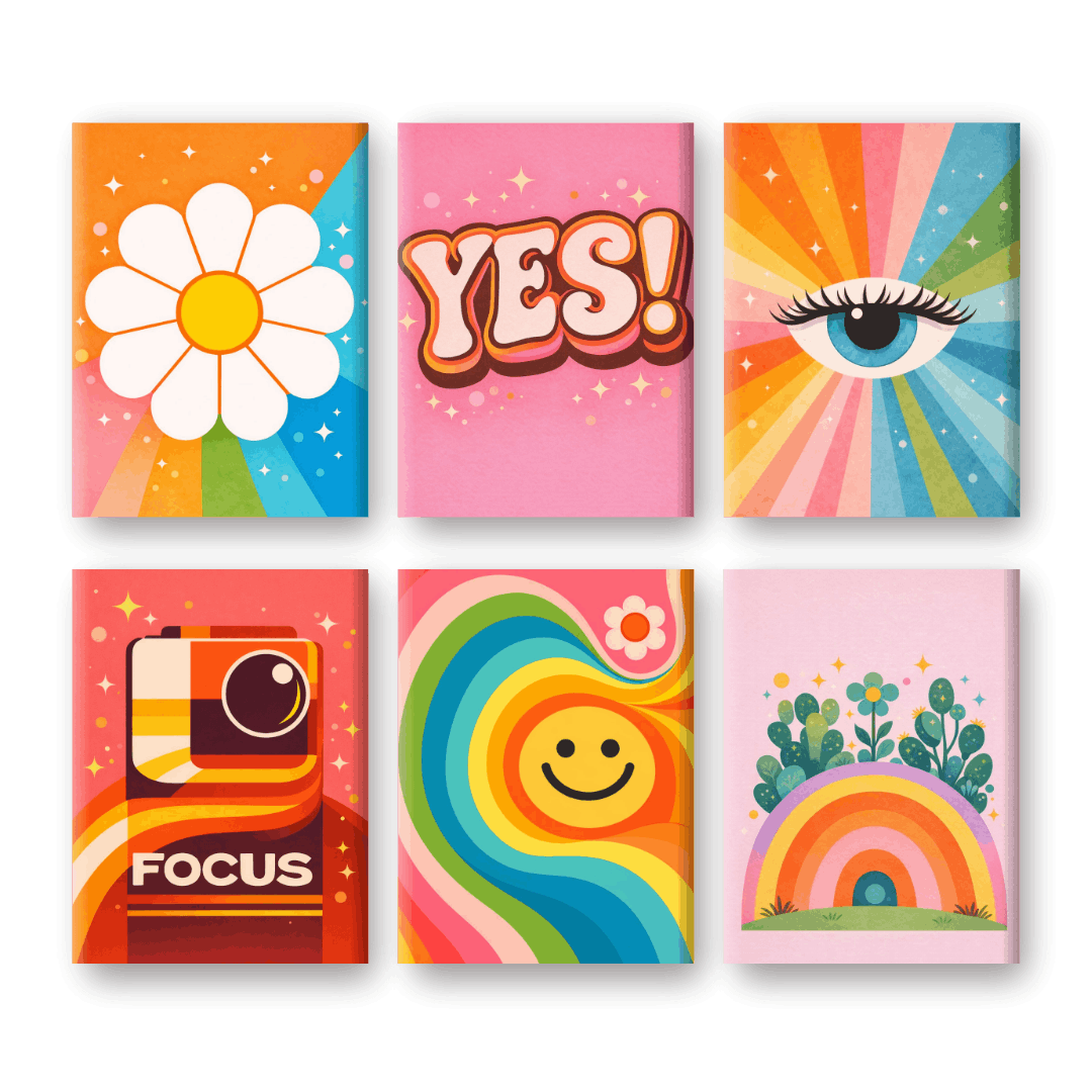 6 Mini Paintings - Retro Joy Set- Paint by Numbers