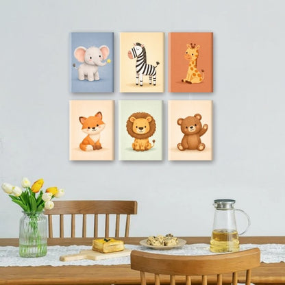 6 Mini Paintings - Safari Friends Set