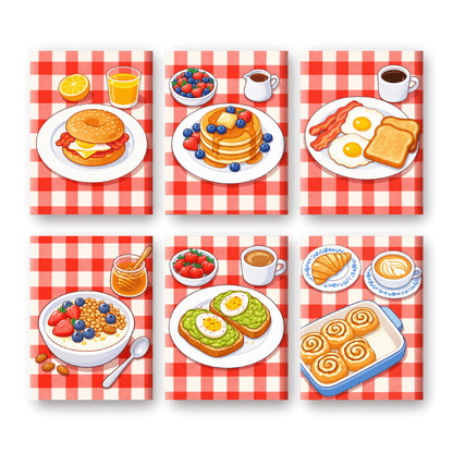 6 Mini Paintings - Salty & Sweet Breakfast Set- Paint by Numbers