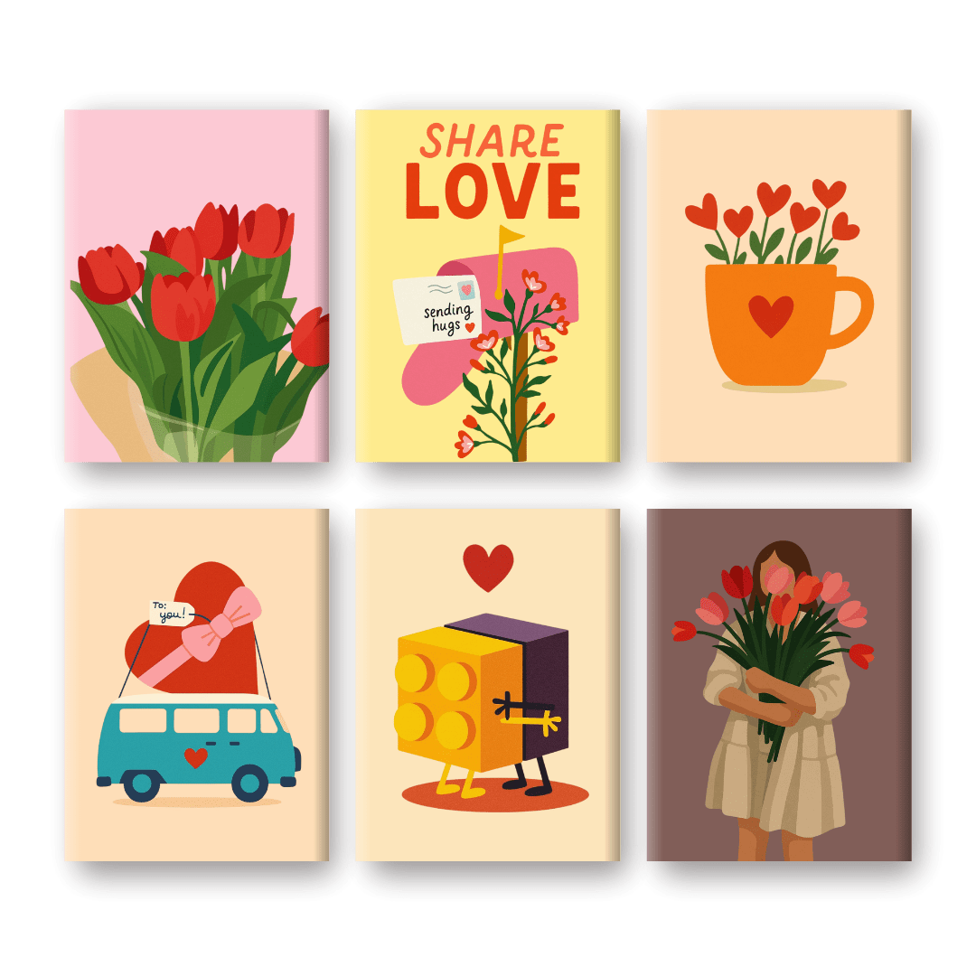 6 Mini Paintings - Share Love Set- Paint by Numbers