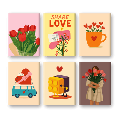 6 Mini Paintings - Share Love Set- Paint by Numbers