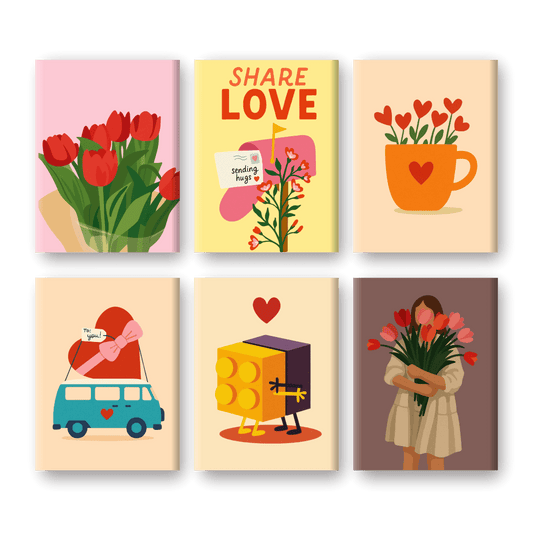 6 Mini Paintings - Share Love Set- Paint by Numbers