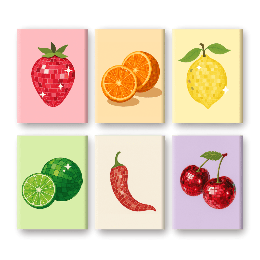 6 Mini Paintings   Shiny Fruit Set