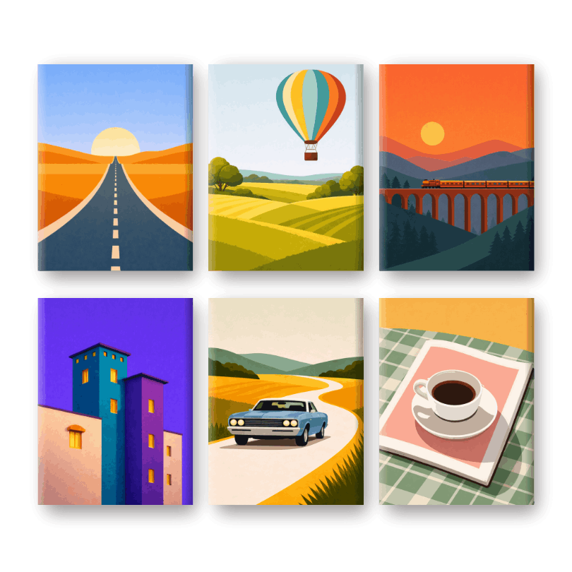 6 Mini Paintings - Soft Horizons Set- Paint by Numbers