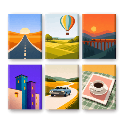 6 Mini Paintings - Soft Horizons Set- Paint by Numbers