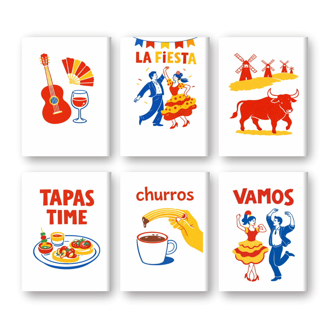 6 Mini Paintings - Spanish Fiesta Set- Paint by Numbers