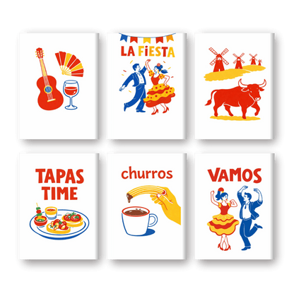 6 Mini Paintings - Spanish Fiesta Set- Paint by Numbers
