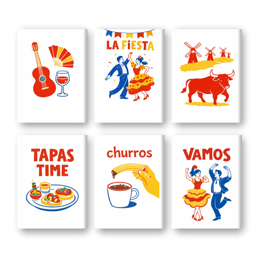 6 Mini Paintings - Spanish Fiesta Set- Paint by Numbers
