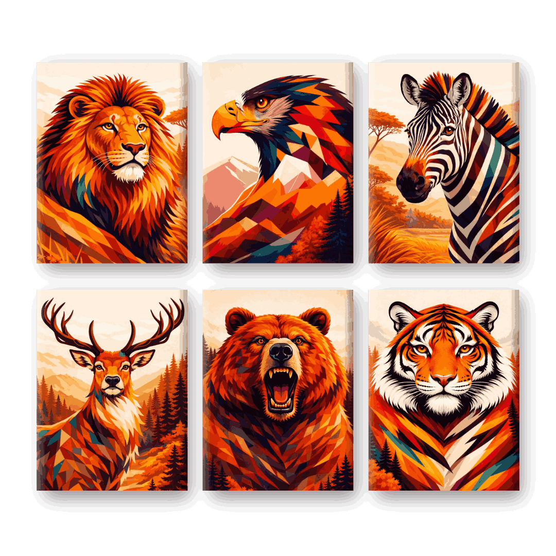 6 Mini Paintings - Summer Safari Set- Paint by Numbers