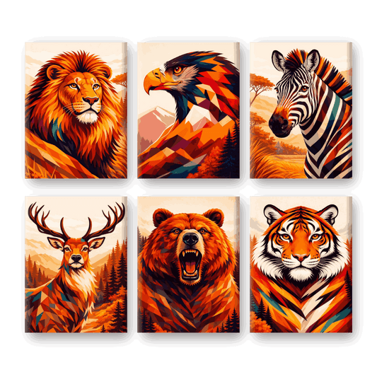 6 Mini Paintings - Summer Safari Set- Paint by Numbers