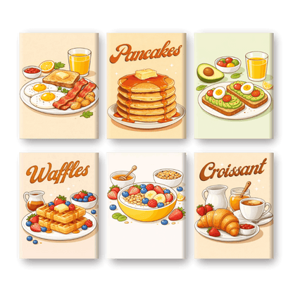6 Mini Paintings - Sunday Brunch Set- Paint by Numbers