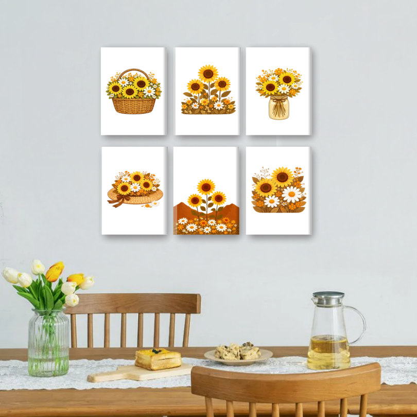 6 Mini Paintings - Sunflowers Set