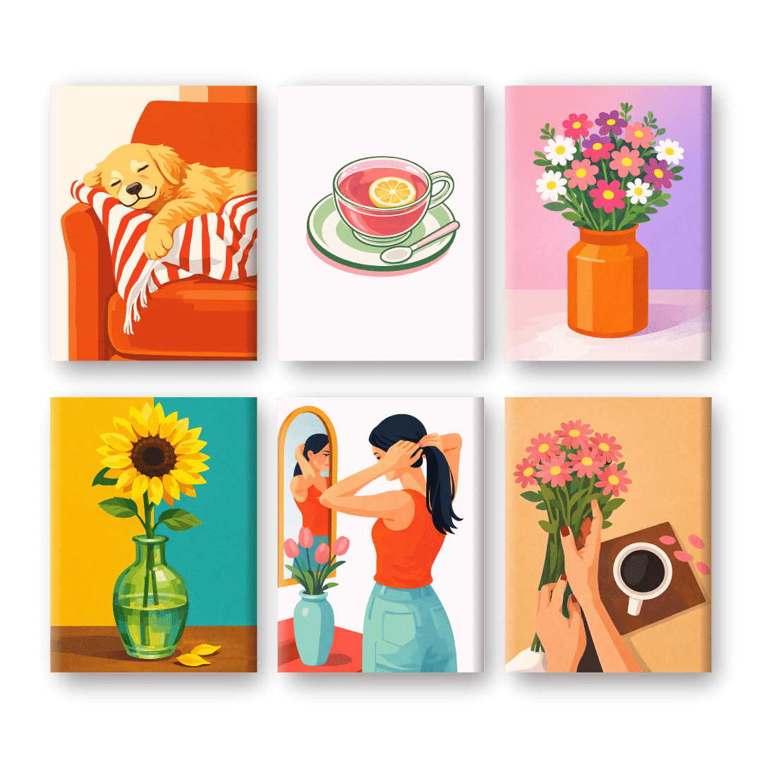6 Mini Paintings - Sunny Comfort Set- Paint by Numbers