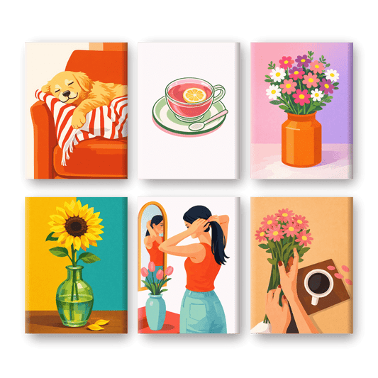 6 Mini Paintings - Sunny Comfort Set- Paint by Numbers