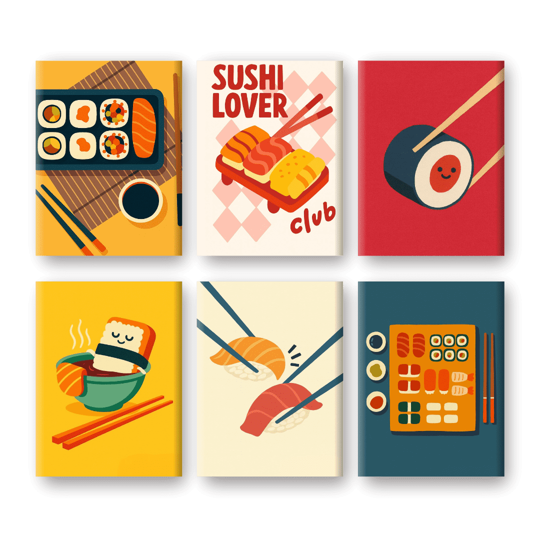 6 Mini Paintings - Sushi Set- Paint by Numbers