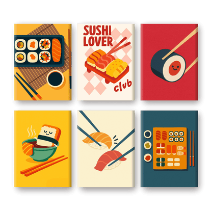 6 Mini Paintings - Sushi Set- Paint by Numbers