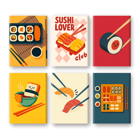 6 Mini Paintings - Sushi Set- Paint by Numbers