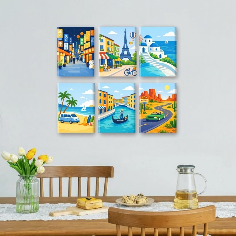 6 Mini Paintings - Travel Dreams Set