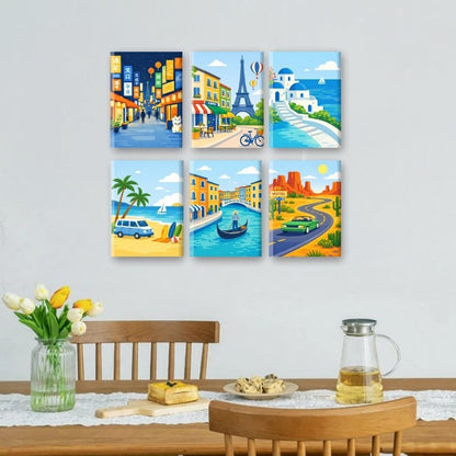 6 Mini Paintings - Travel Dreams Set