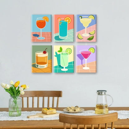6 Mini Paintings - Tropical Cocktails Set Mockups