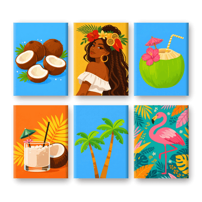 6 Mini Paintings - Tropical Paradise Set- Paint by Numbers