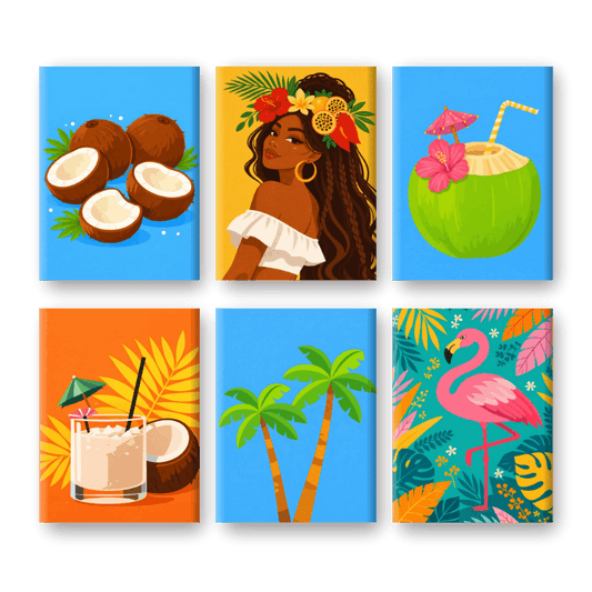 6 Mini Paintings - Tropical Paradise Set- Paint by Numbers