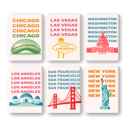 6 Mini Paintings - USA Travel Posters Set- Paint by Numbers