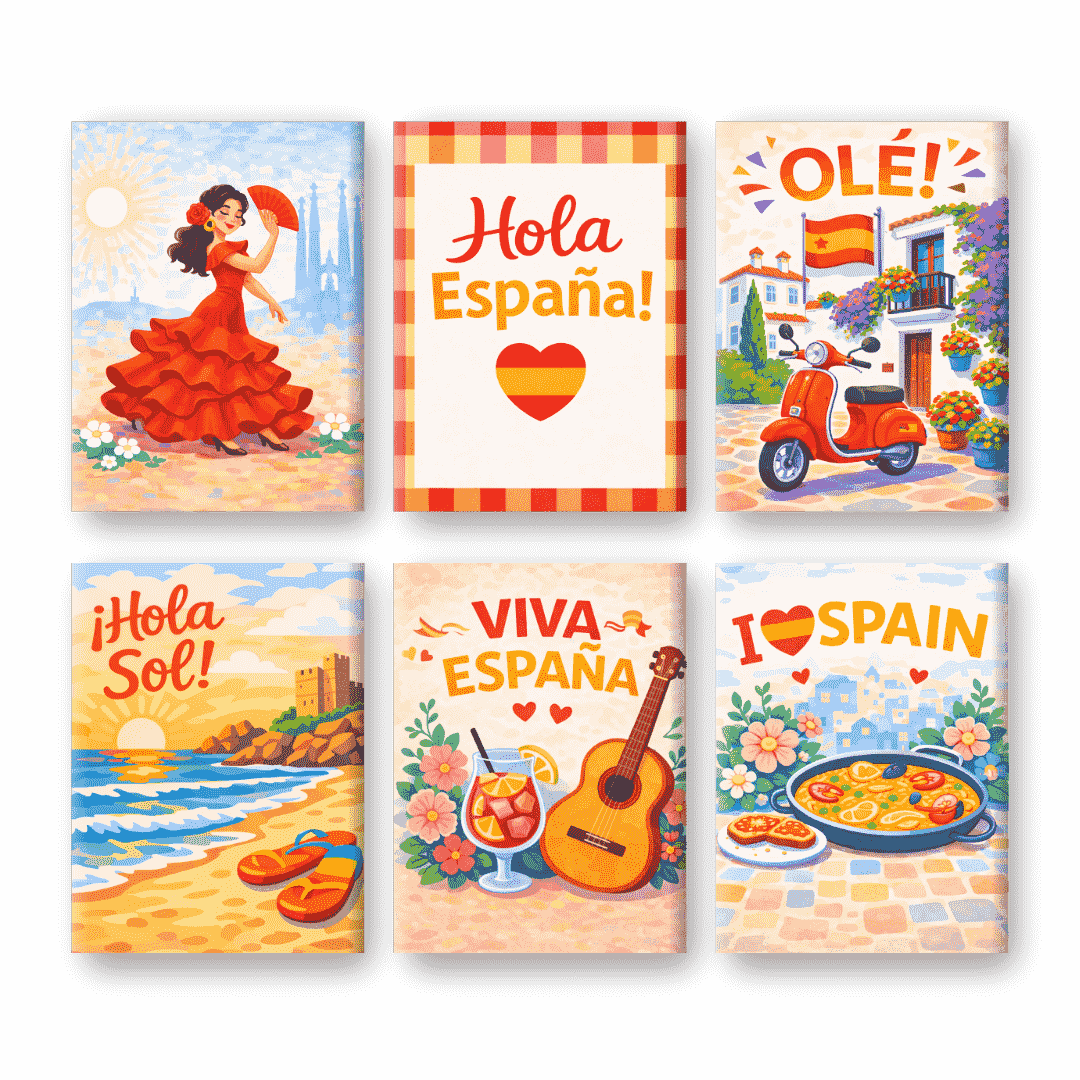 6 Mini Paintings - Viva Spain Set- Paint by Numbers