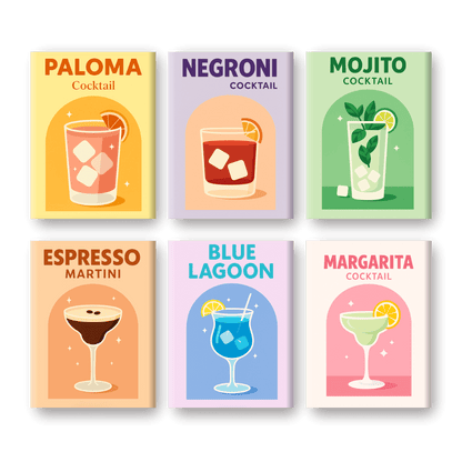 6 Mini Paintings - Vivid Cocktails Set- Paint by Numbers