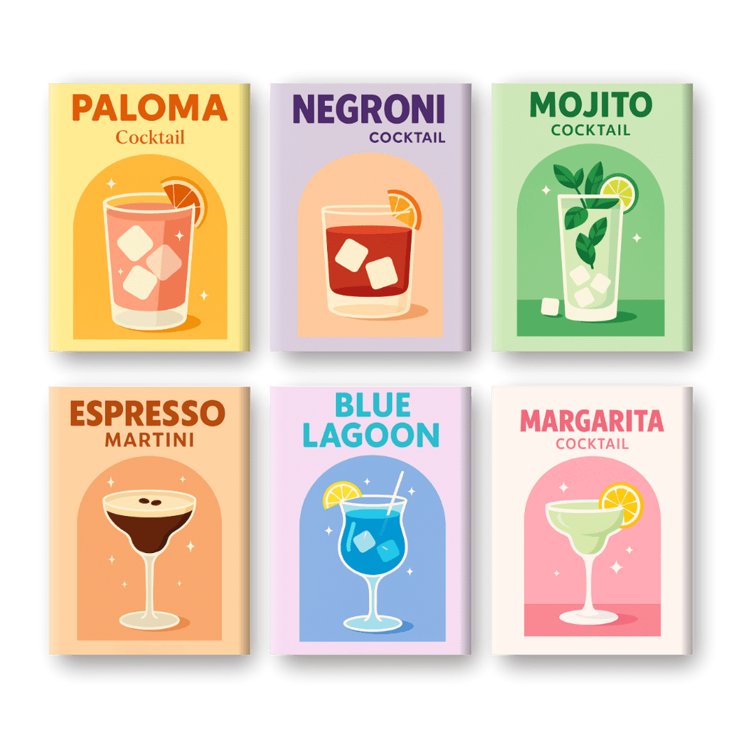 6 Mini Paintings   Vivid Cocktails Set Paint by numbers