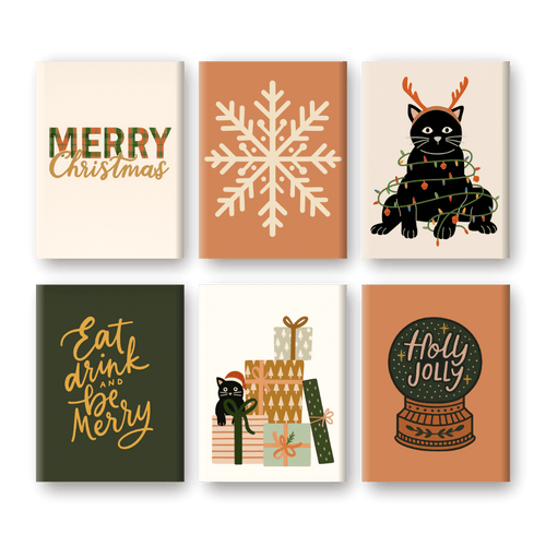 6 Mini Paintings | Warm Christmas Set
