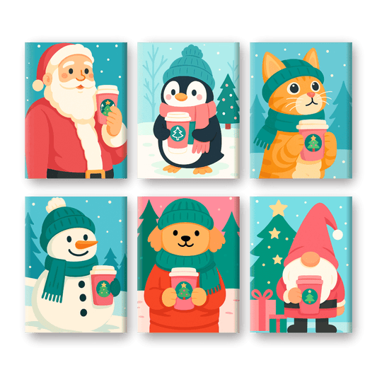 6 Mini Paintings | Warm Winter Sips Set- Paint by Numbers