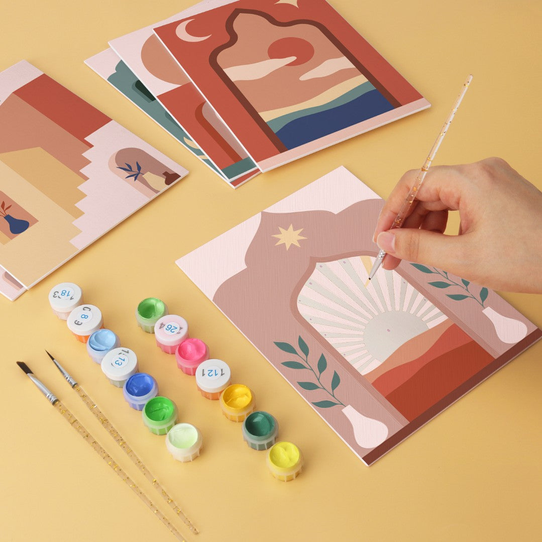 6 Wooden Board Mini Paintings – Desert Doorways