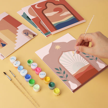 6 Wooden Board Mini Paintings – Desert Doorways