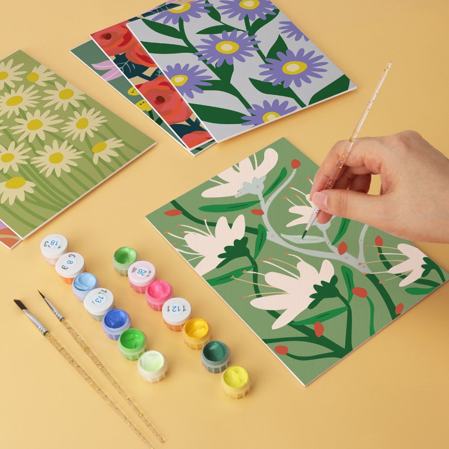 6 Wooden Board Mini Paintings – Bold Blooms