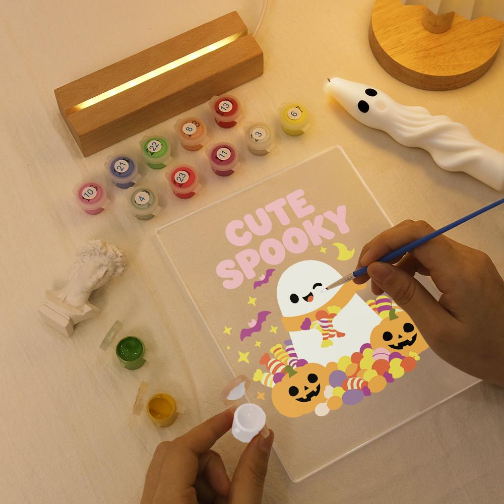 Paint by Number Halloween Lamp - Cute Ghost